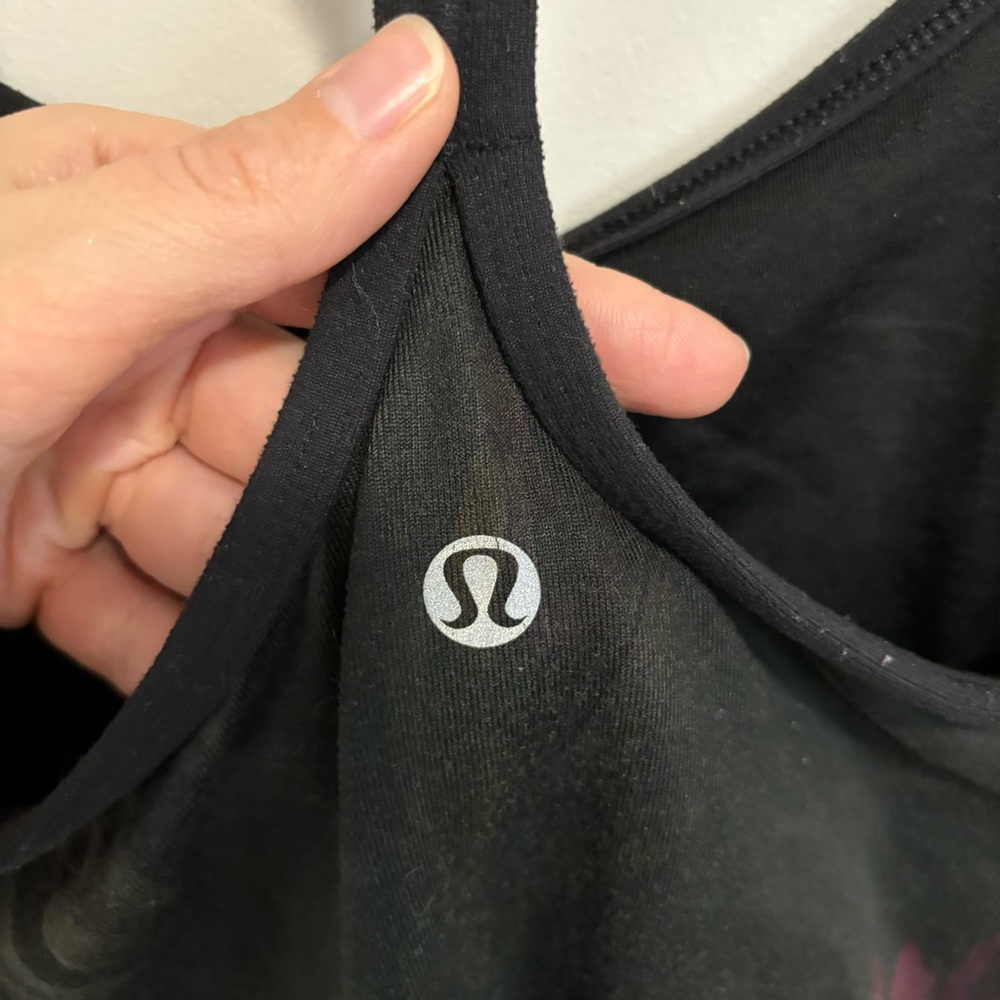 Lululemon Power Y Tank Top Midnight Iris Black Floral Size 2 - Picture 10 of 12
